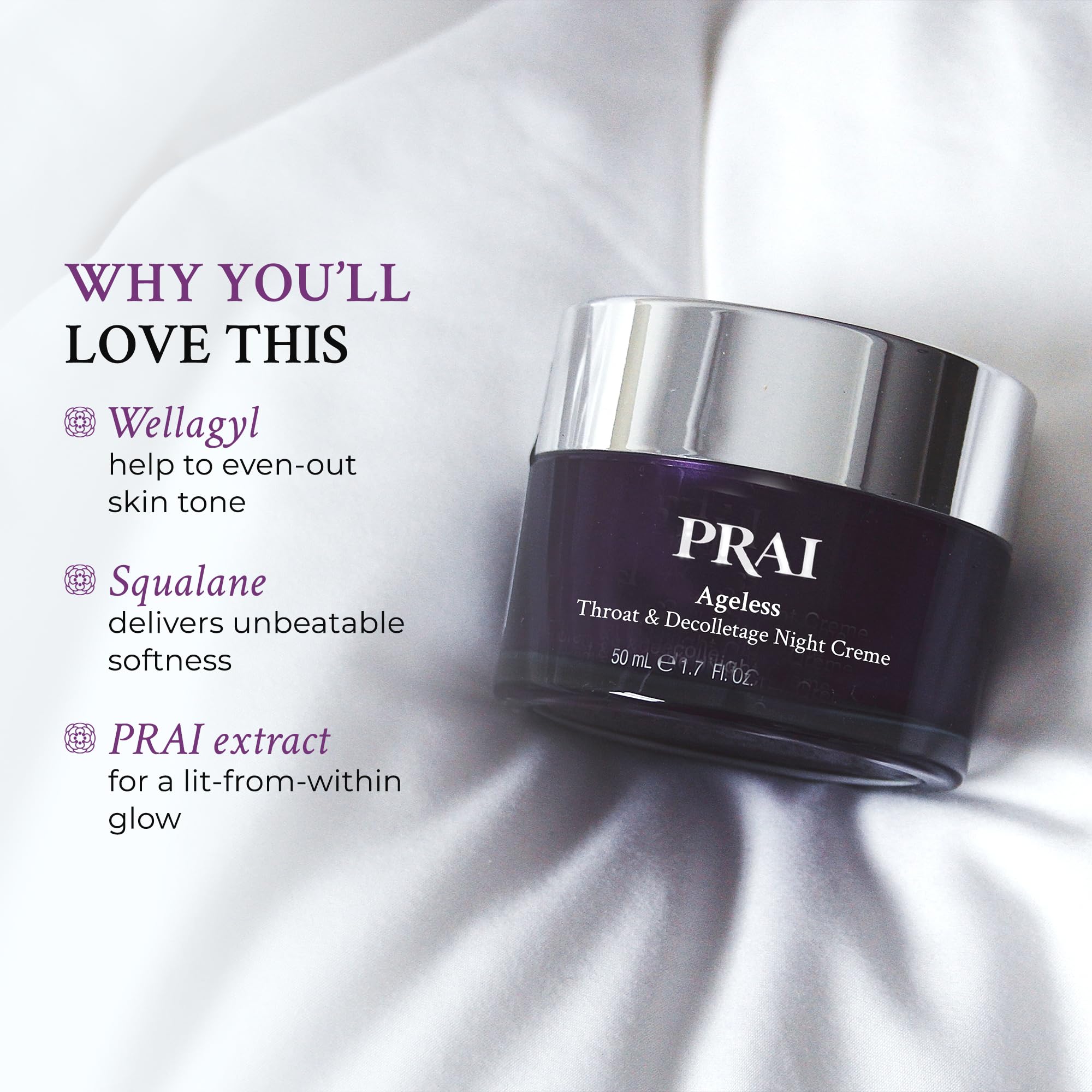 PRAI Beauty Ageless Throat & Decolletage Night Creme | Neck Firming Cream For Overnight Use | Cruelty & Paraben-Free Neck Tightening Cream with Retinol | Neck Cream for Tightening and Firming | 1.7 Oz