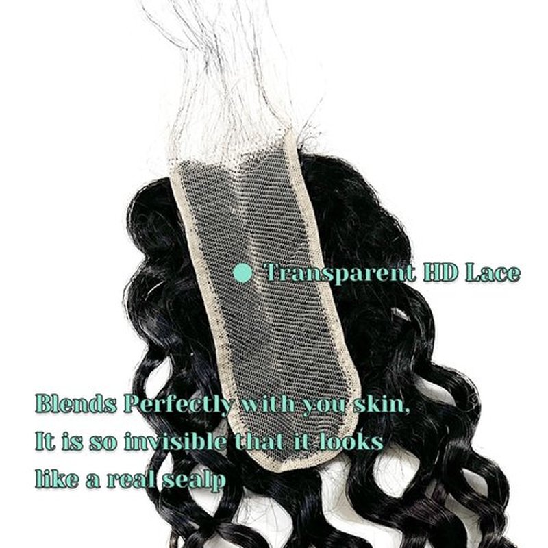 T1B/2/30 Ombre Water Wave HD Closure 12A 2x6 Transparent Color Swiss Lace Closure Brazilian Wet and Wavy Closure Unprocessed Virgin Human Hair Dark Roots 3 Tone 1B/2/30 Wavy Human Hair 18 Inch