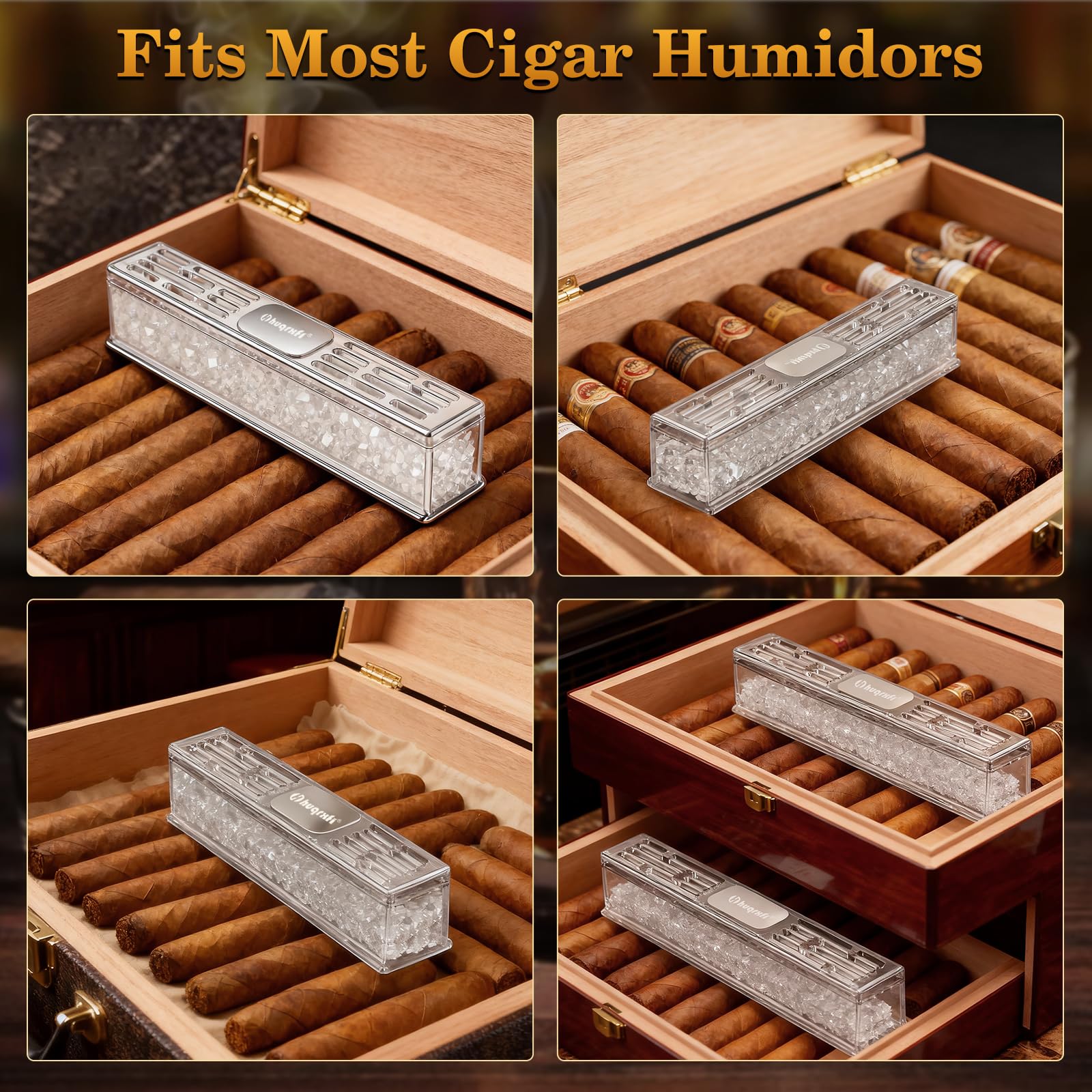 HUQRXFI Pre-Filled Cigar Humidifier – Ready-to-Use Crystal Gel Humidifier, Cigar Humidor Accessories, Maintains Ideal 65-70% Cigars Humidity