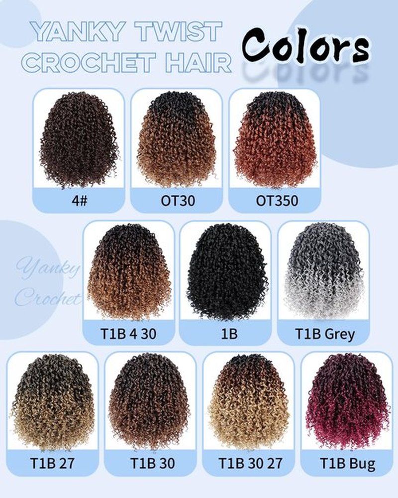 Eerya 10 Inch Yanky Twist Crochet Hair for Women 8 Packs Fluffy Prelooped Senegalese Spring Mini Yankee Yaki Twists Crochet Braids Synthetic Braiding Hair Extensions (10 inch, 1B)