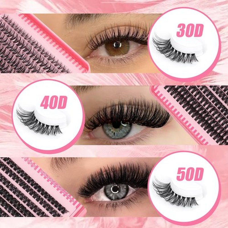 Lash Extension Kit, DIY Eyelash Clusters Kit with Lash Bond and Seal Glue Waterproof, Eyelashes Remover for Lash Cluster Extensions Kit for Beginner,Lashes Applicator Tool (30D40D50D)