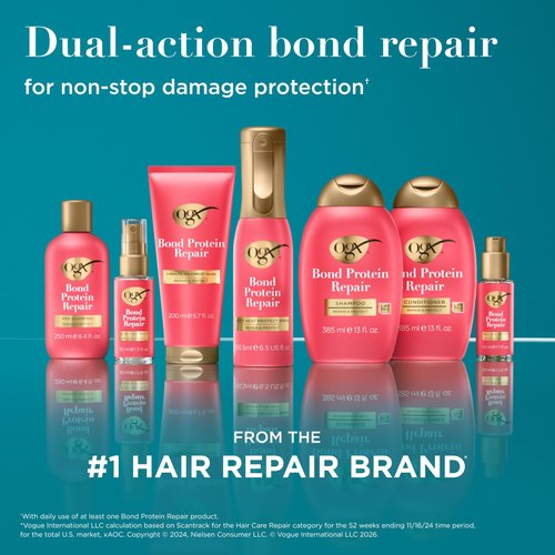 OGX Repair & Protect Bond Protein Repair Pre-Shampoo, Pre-Shampoo Treatment, Formulated without Para-bens, Sulfate-Free Surfactants, 8.4 fl. oz