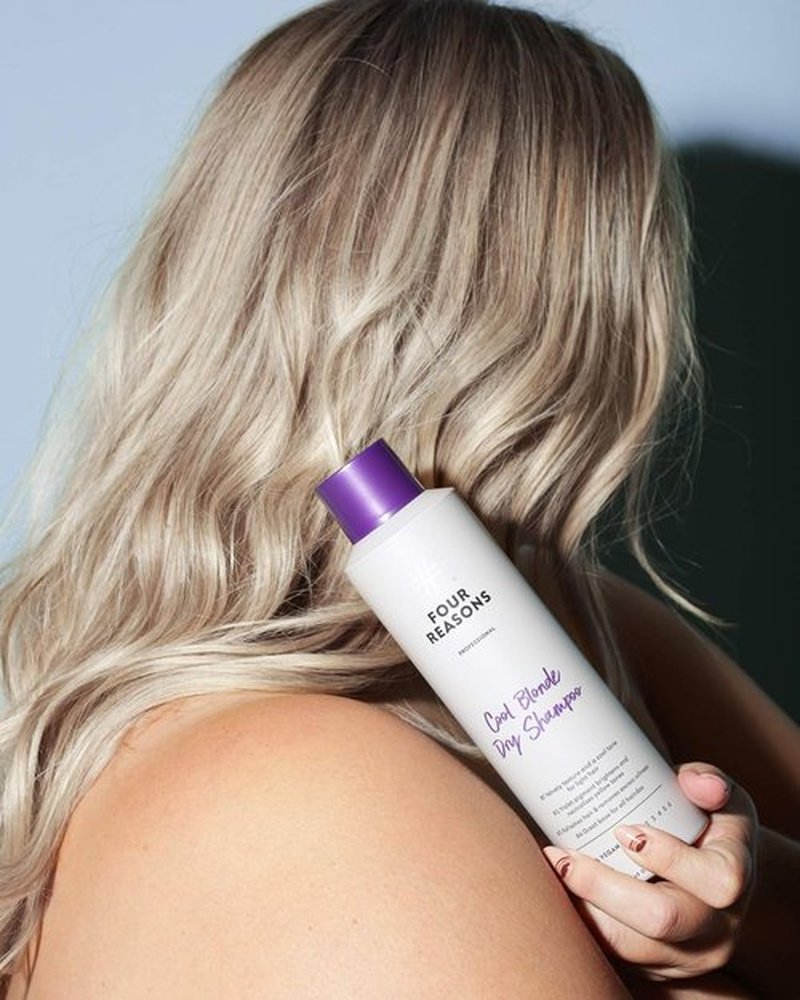 FOUR REASONS Cool Blonde Dry Shampoo - Tinted Spray for Blonde Hair | Neutralizes Brassiness & Adds Volume - 5.3 oz