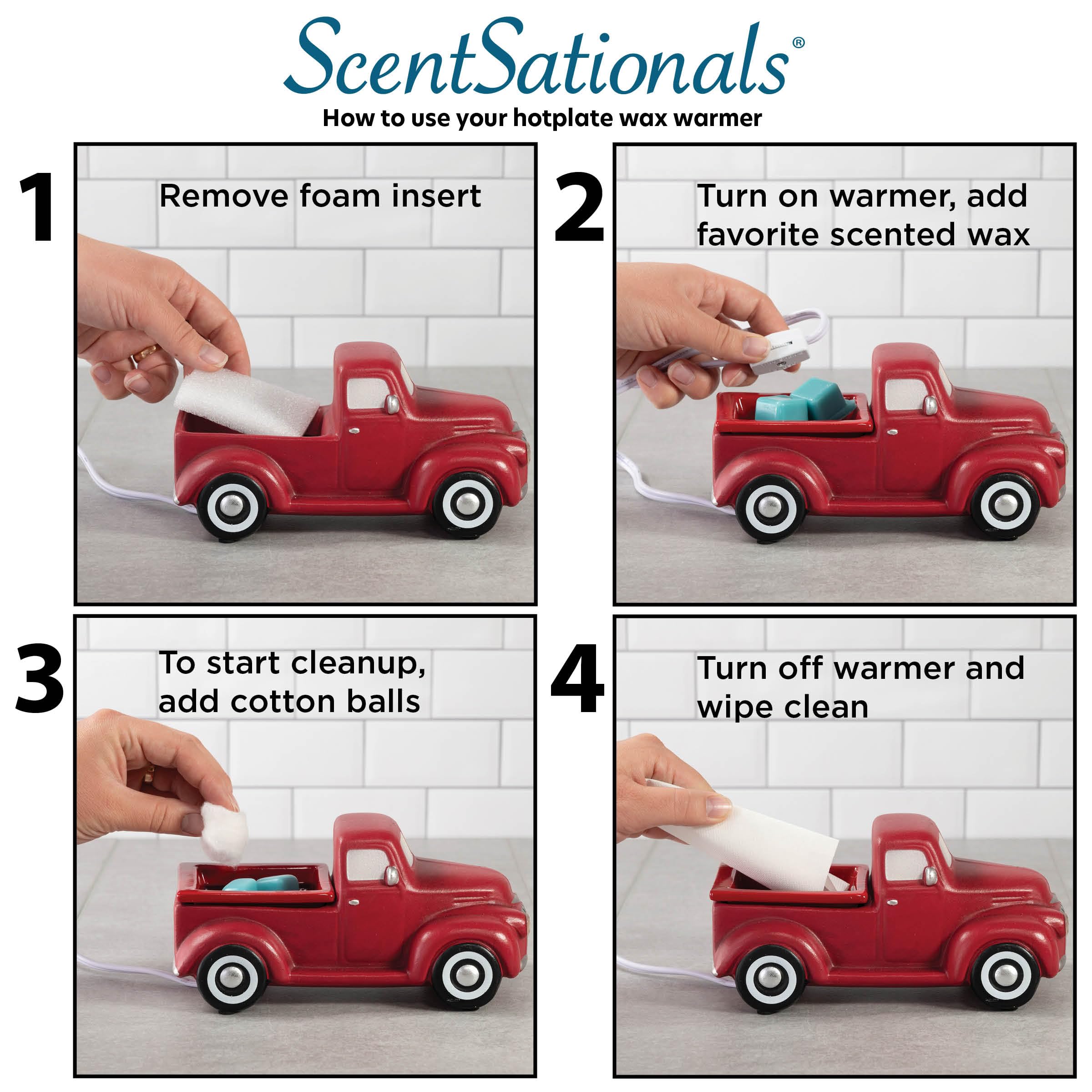 Scentsationals Wax Warmer, Wax Melt Warmer for Scented Melts - Truck Collection Red Truck - Candle Wax Melter for Fragrance Cubes and Tarts