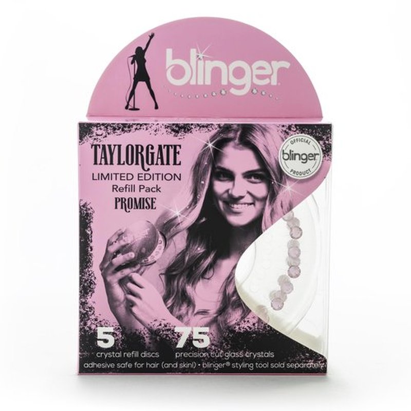 blinger® Limited Edition Refill Pack - Promise | 75 Precision-Cut Glass Crystals (5 Discs) | Hair Safe Adhesive - Bling In, Brush Out | blinger® Styling Tool Not Included | Light Rose 5 MM