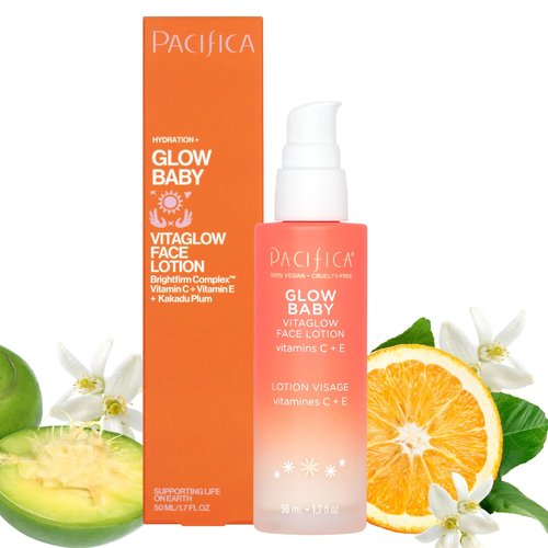 Pacifica Glow Baby Super Lit Booster Serum & VitaGlow Vitamin C Face Cream Brighten & Hydrate Skincare Bundle Daily Antioxidant Moisturizer Set for Radiant, Even-Toned Skin