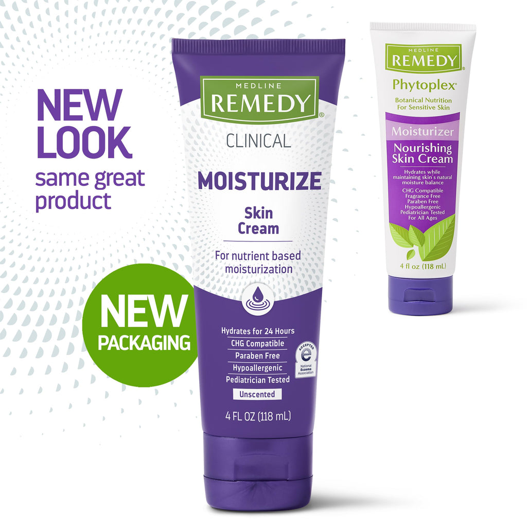 Medline Remedy Clinical Skin Cream Moisturizer, Unscented (4 fl oz), 12 Count Nourishing for Dry Skin, Paraben and Sulfate-Free Moisturizing Cream for Face and Body, Lotion for Sensitive Skin