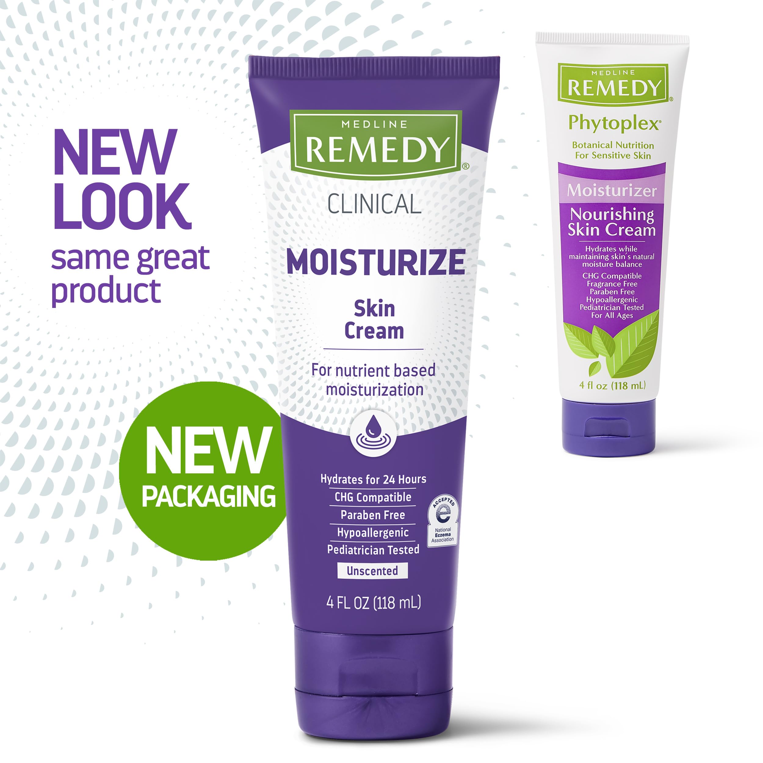 Medline Remedy Clinical Skin Cream Moisturizer, Unscented (4 fl oz), 12 Count Nourishing for Dry Skin, Paraben and Sulfate-Free Moisturizing Cream for Face and Body, Lotion for Sensitive Skin