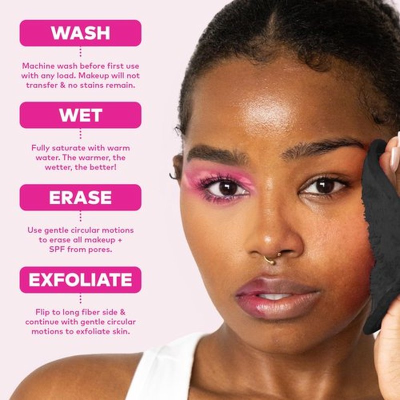 The Original MakeUp Eraser Mini PRO 5-pack, Erase All Makeup With Just Water, Including Waterproof Mascara, Eyeliner, Foundation, Lipstick, Sunscreen and More! Chic Black, 5ct