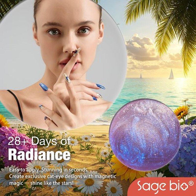 SAGEBIO Cat Eye Gel Nail Polish, 15ml Magnetic Gel, High-Gloss Finish, Long-Lasting, DIY Manicure Kit with Magnet Stick, Stunning 3D Magnetic Effect, 01