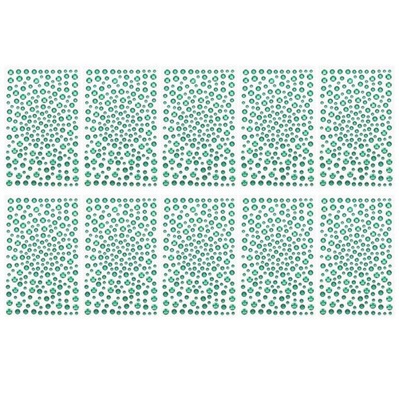 PATIKIL 2090 Pcs Acrylic Gem Sticker, 4 Size 3/4/5/6mm Self Adhesive Rhinestones Face Gem Stones Bling Jewelry for Nail Art Craft Clothes DIY Makeup Decoration Party, Dark Green