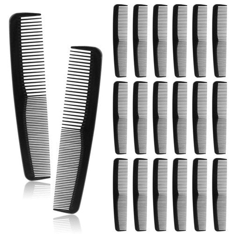 30 Pack Disposable Hair Combs in Bulk - 6.9 Inch, Individually Wrapped, with Wide and Fine Teeth for Detangling Wet & Dry Hair for Women, Men, Travel, Hotel, Barber, Donation Supplies (Black)