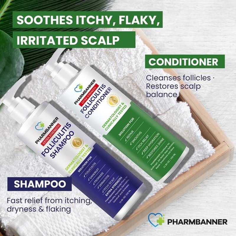 PHARMBANNER Anti-Fungal Shampoo & Conditioner Set - Tea Tree & Argan Oil for Scalp Relief | Sulfate-Free, Paraben-Free
