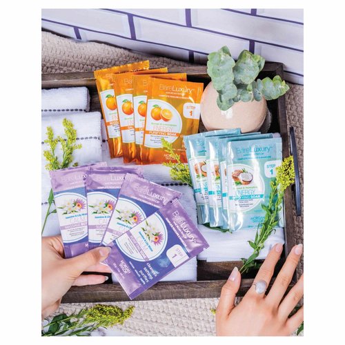 Morgan Taylor BareLuxury 4-Step Complete Pedicure & Manicure Packs (Calm Jasmine & Lily Water) - Complete Nail Care Kit with Soak, Masque, Scrub & Massage Butter, Professional Spa-Quality Treatments.