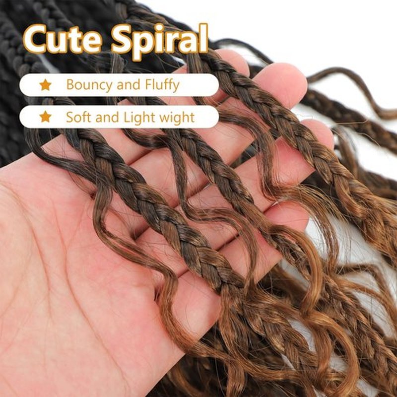 Firstcyh Hair 8 Packs Goddess Box Braids Crochet Hair for Black Women -14 Inch Crochet Braids Hair Bohomian Box Braid Crochet Hair Synthetic Braiding Hair (1B/30/27)