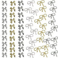 Maigitur 60pcs 3D Metal Bow Nail Charms - Alloy, Crystal - Gold, Gray, Silver - 6 Styles, 10pcs Each - Nail Art Decoration