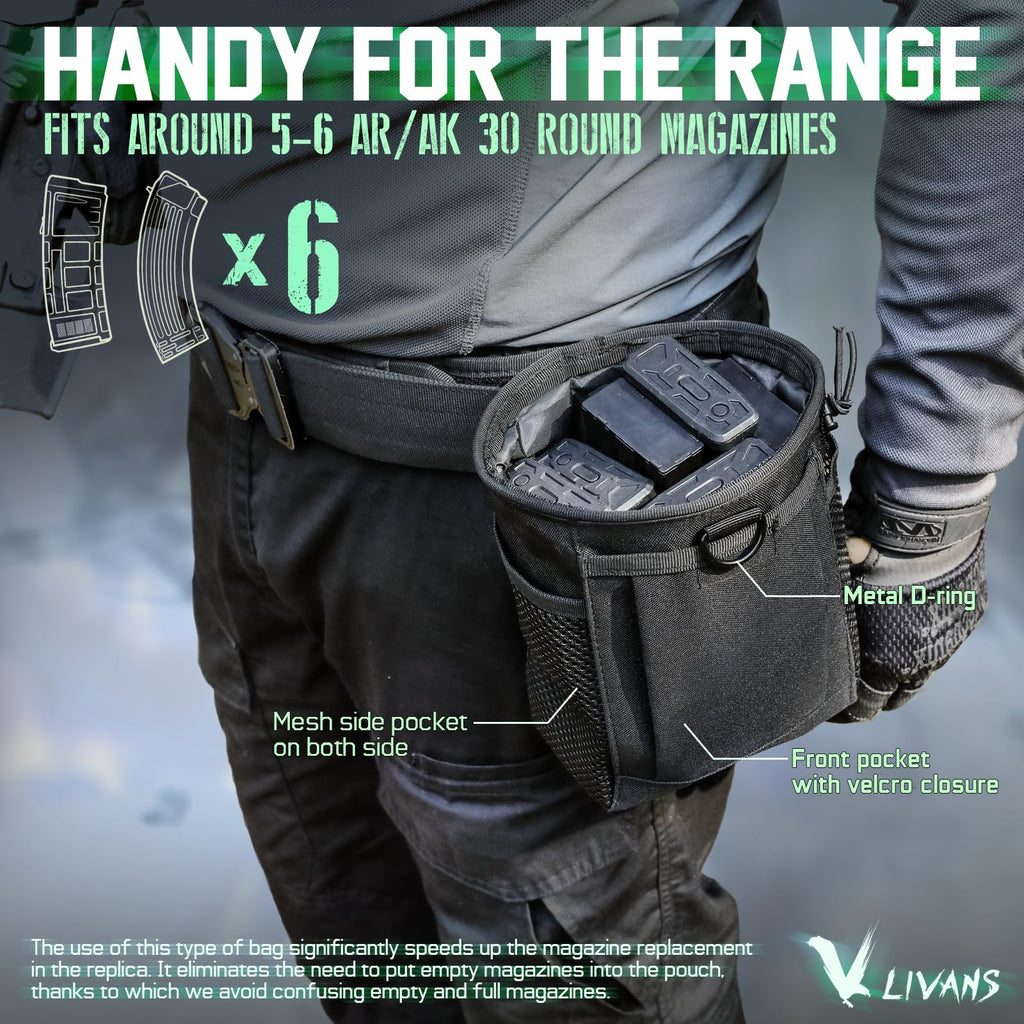 LIVANS Tactical Molle Dump Pouch, Magazine Drop Pouch Drastring Ammo Bag