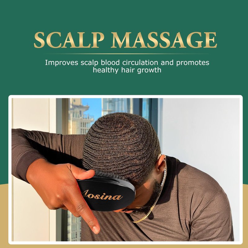 Wave Brush for Men - Made with Beech Mix Nature Boar Bristle - Smoothing Hair Brush for All Hair Types, Restores Shine and Waves