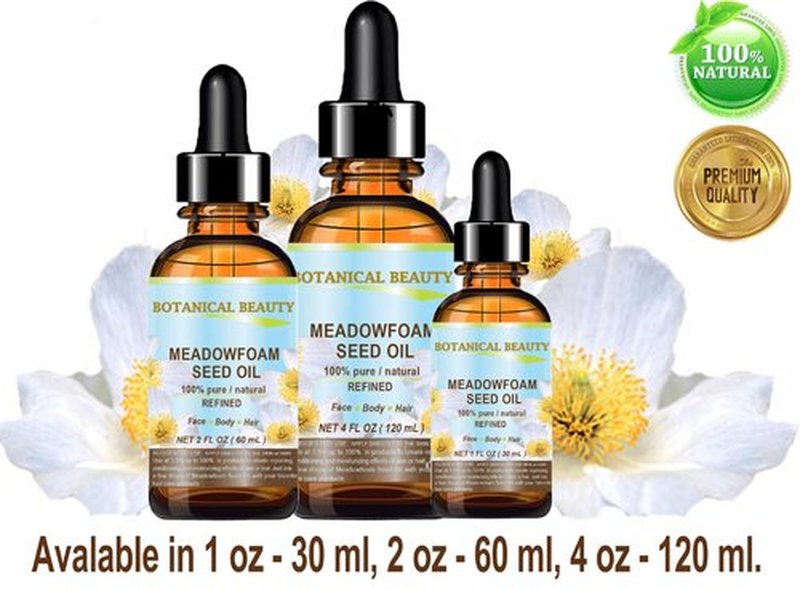 Botanical Beauty MEADOWFOAM SEED OIL 100% Pure Natural Refined Undiluted for Face, Body, Hair, Nails 1 Fl.oz.- 30 ml