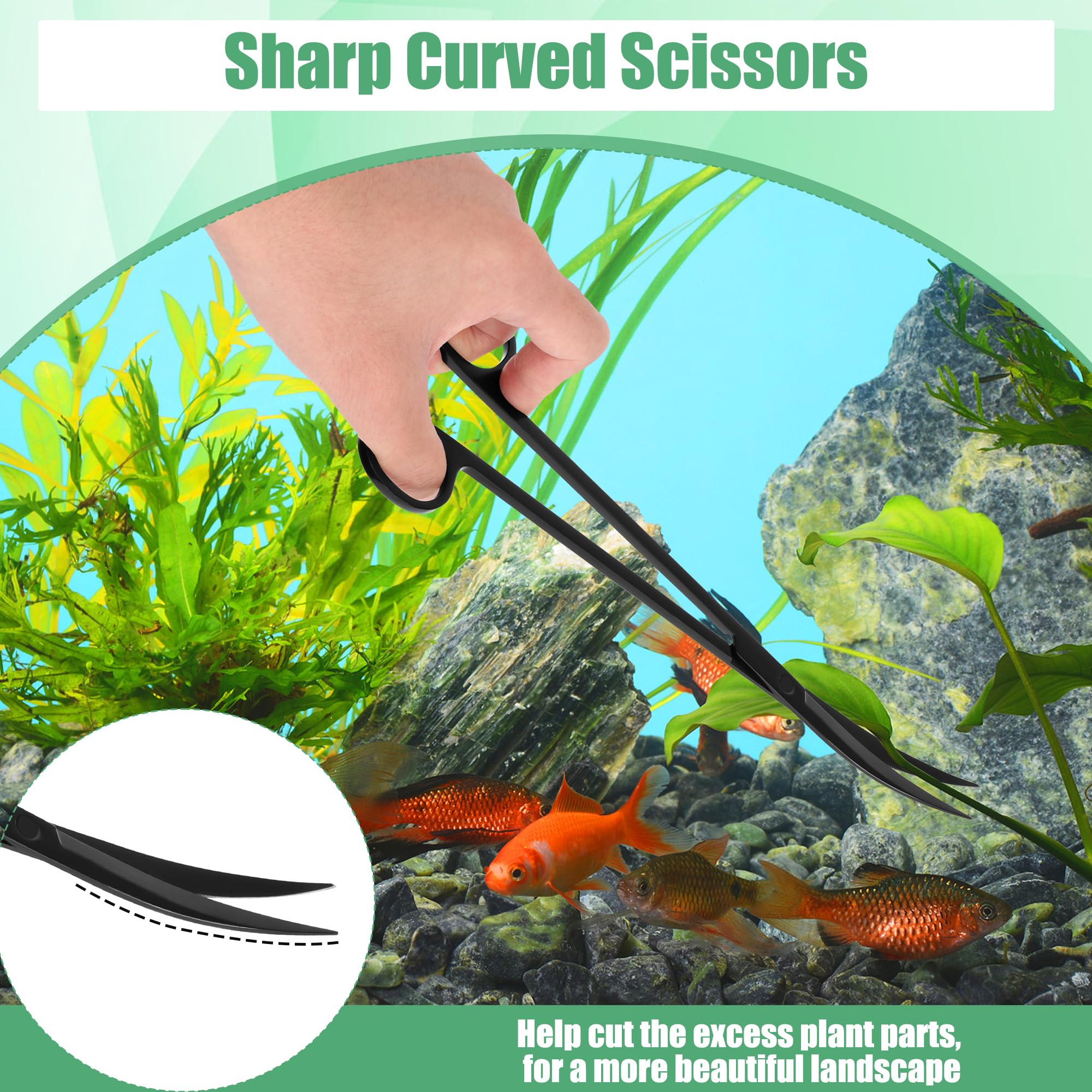 Liveek Aquarium Aquascape Tools Kit, 4 in 1 Anti-Rust Aquatic Plant Aquascaping Tool Stainless Steel Black Tweezers Scissors Spatula for Aquarium Tank Clean Fish Tank Aquascape Tools Sets (Black)