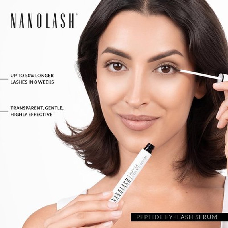 Nanolash Peptide Eyelash Serum 5ml - multipeptide conditioner for eyelash, lash growth serum, fuller, stronger, longer lashes lash serum, peptide lash enhancer