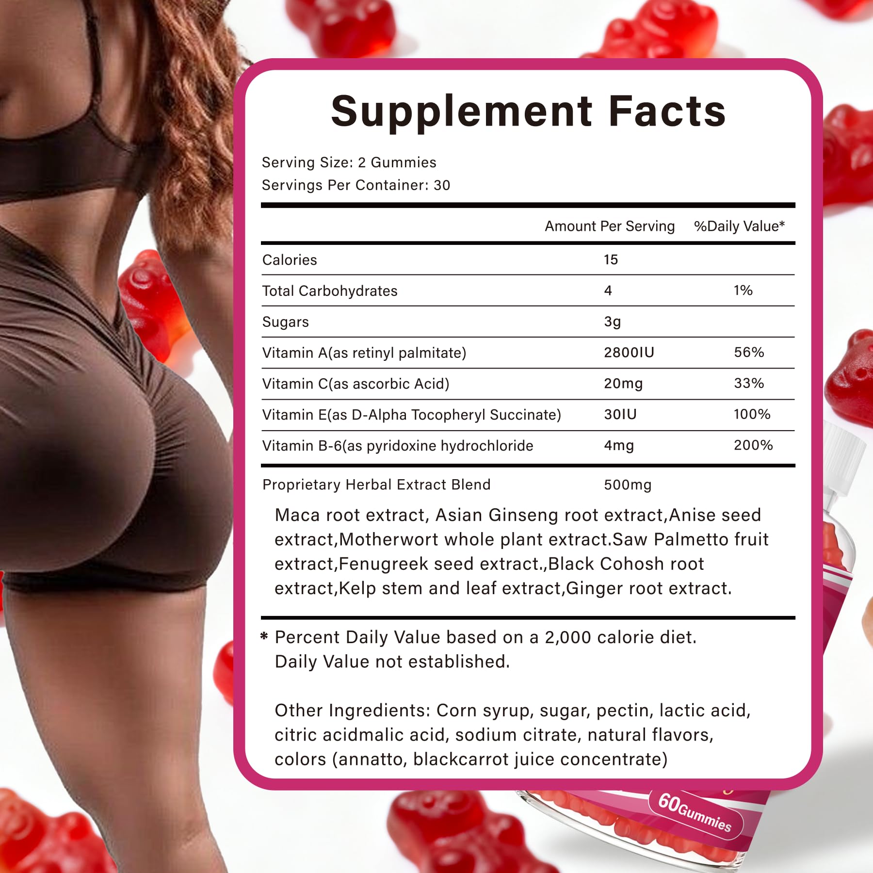 Leafroot 60 Count Hip Butt Enhancing Gummies for Women Natural Curves, Booty & Hip BBL Gummy to Boost and Growth Bigger Butt Enhancer, for Buttock Enlargement with Multivitamins and Herbal Extracts