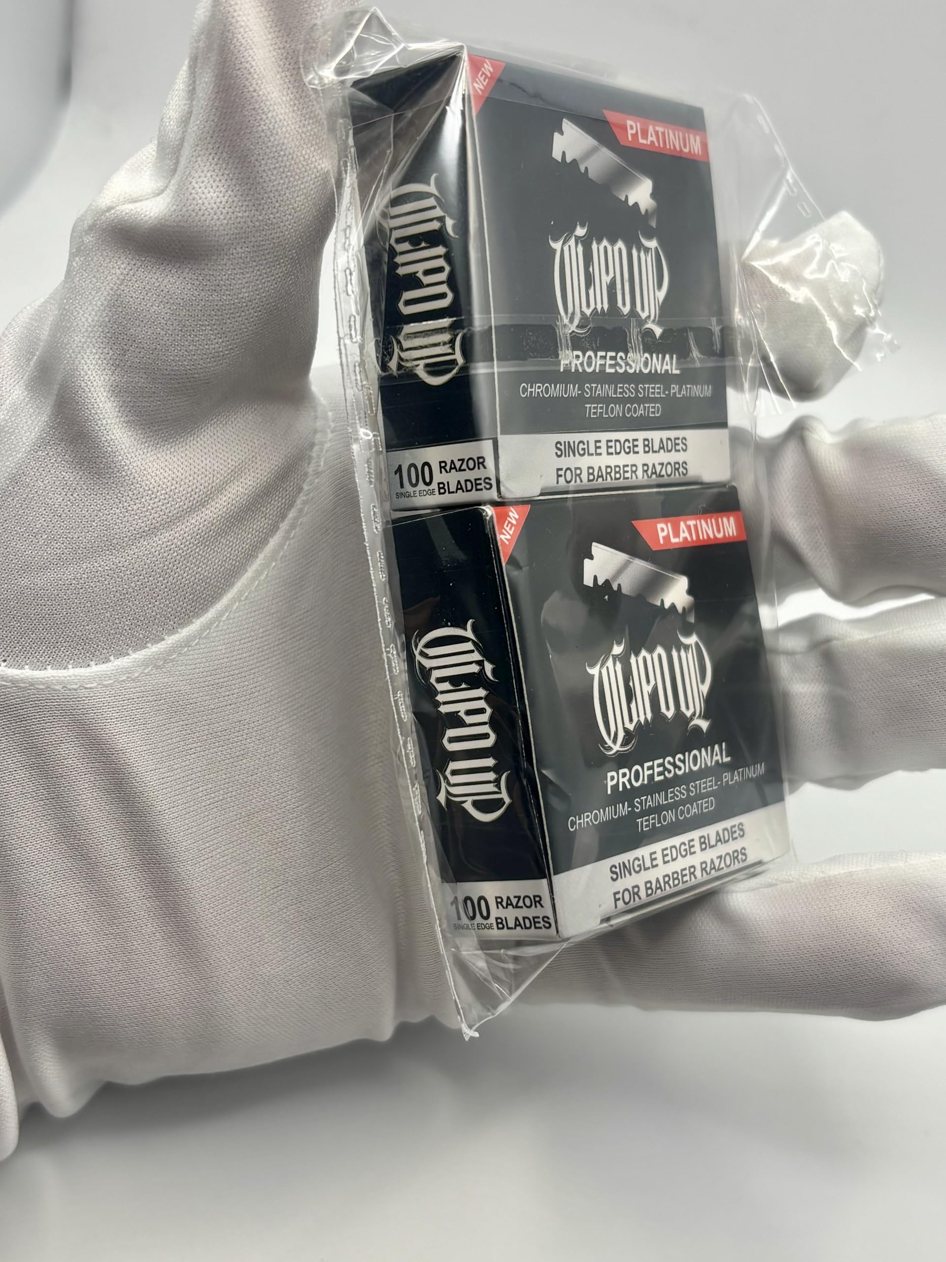 2X Professional Platinum Single Edge Barber Razor Blades, 100-Pack, Chromium Stainless Steel, Teflon Coated CLIPD UP (200 blades)