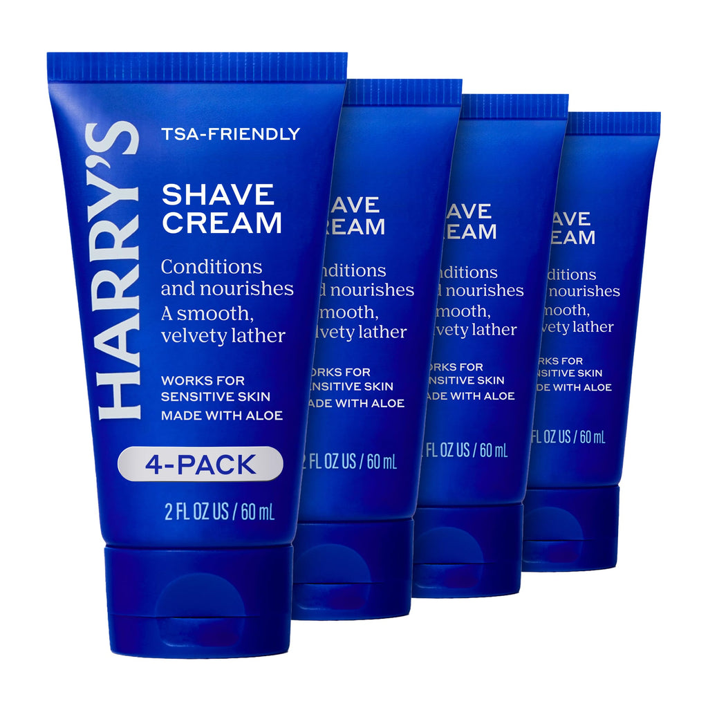 Harry's Shaving Cream for Men with Aloe and Eucalyptus - (4 Pack) 2 oz - Conditions Skin and Softens Facial Hair - TSA Approved Travel Essentials - Safe for Sensitive Skin