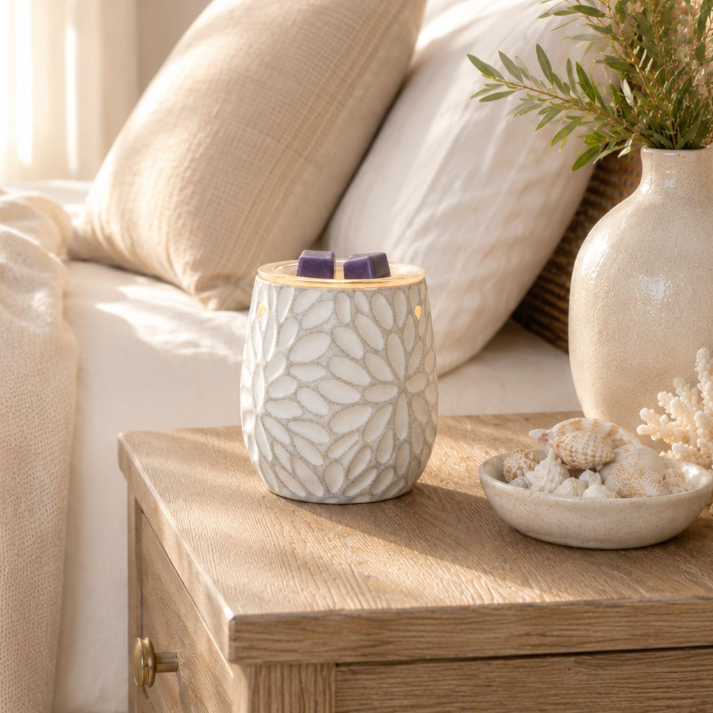 Scentsationals Kristy - Decorative White Wax Warmer for Scented Wax Melts