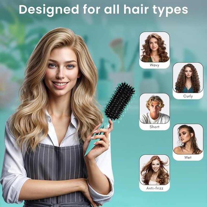 Skiennix Curl Defining Brush - Effortless Detangling & Styling Tool for Curly Hair | Reduces Frizz, Green