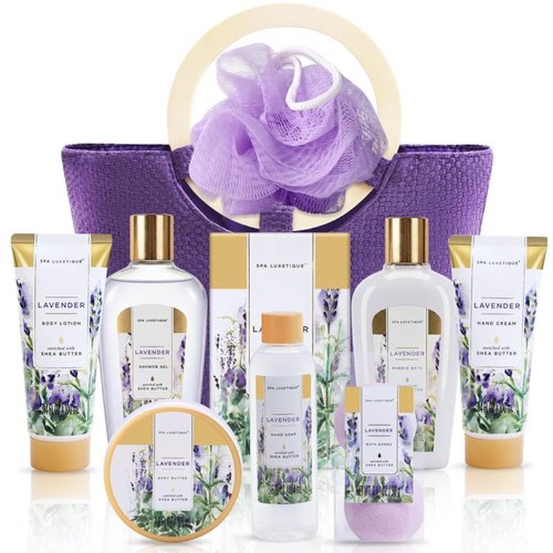 Spa Luxetique Lavender Bath Gift Basket - 10-Piece Relaxing Spa Set for Women | Perfect Birthday & Mother's Day Gift