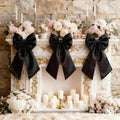 Black Bows Decor | 22x11 Inch Big Black Bows for Crib, Christmas Tree, and Weddings - 3 Pack