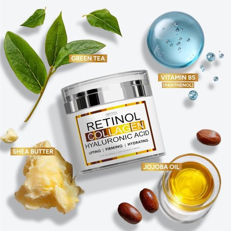 (2 Pack) Retinol Cream for Face with Collagen and Hyaluronic Acid - Anti Aging Wrinkle Cream for Women and Men - Day and Night Facial Moisturizer for Tightening and Skin Firming