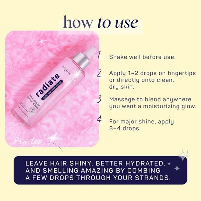 SpaLife Beauty Radiate & Glow Shimmer Oil Bundle – Dry Oil Duo with Subtle & Noticeable Shimmer – Mango & Peony Scents – Hydrating, Lightweight Moisture
