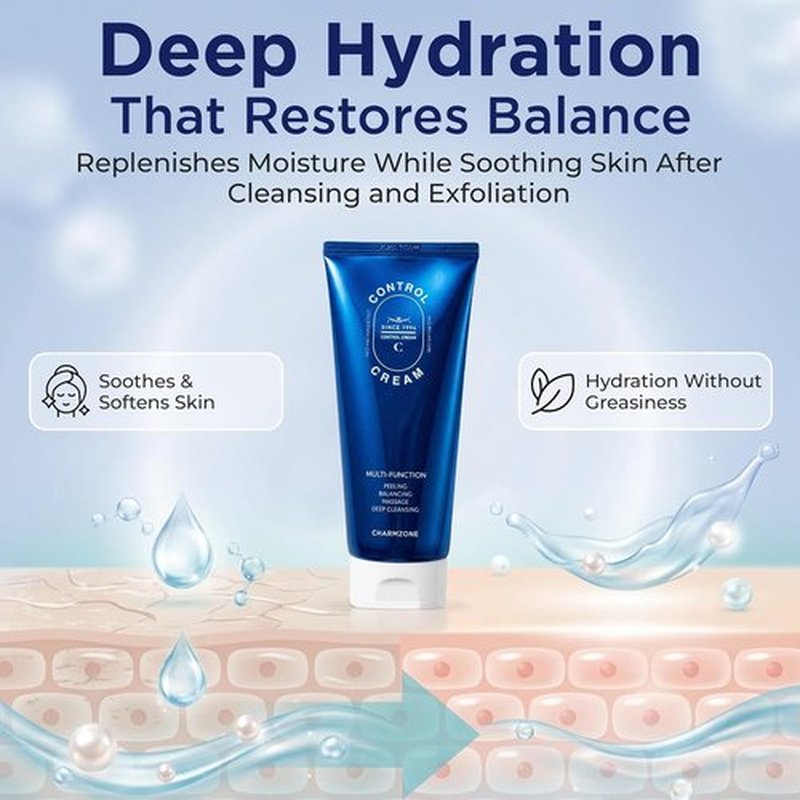 CHARMZONE Control Cream - Exfoliating Face & Body Massage Cream for Sebum & Dead Skin Removal | Hydrating Moisturizer (150ml)