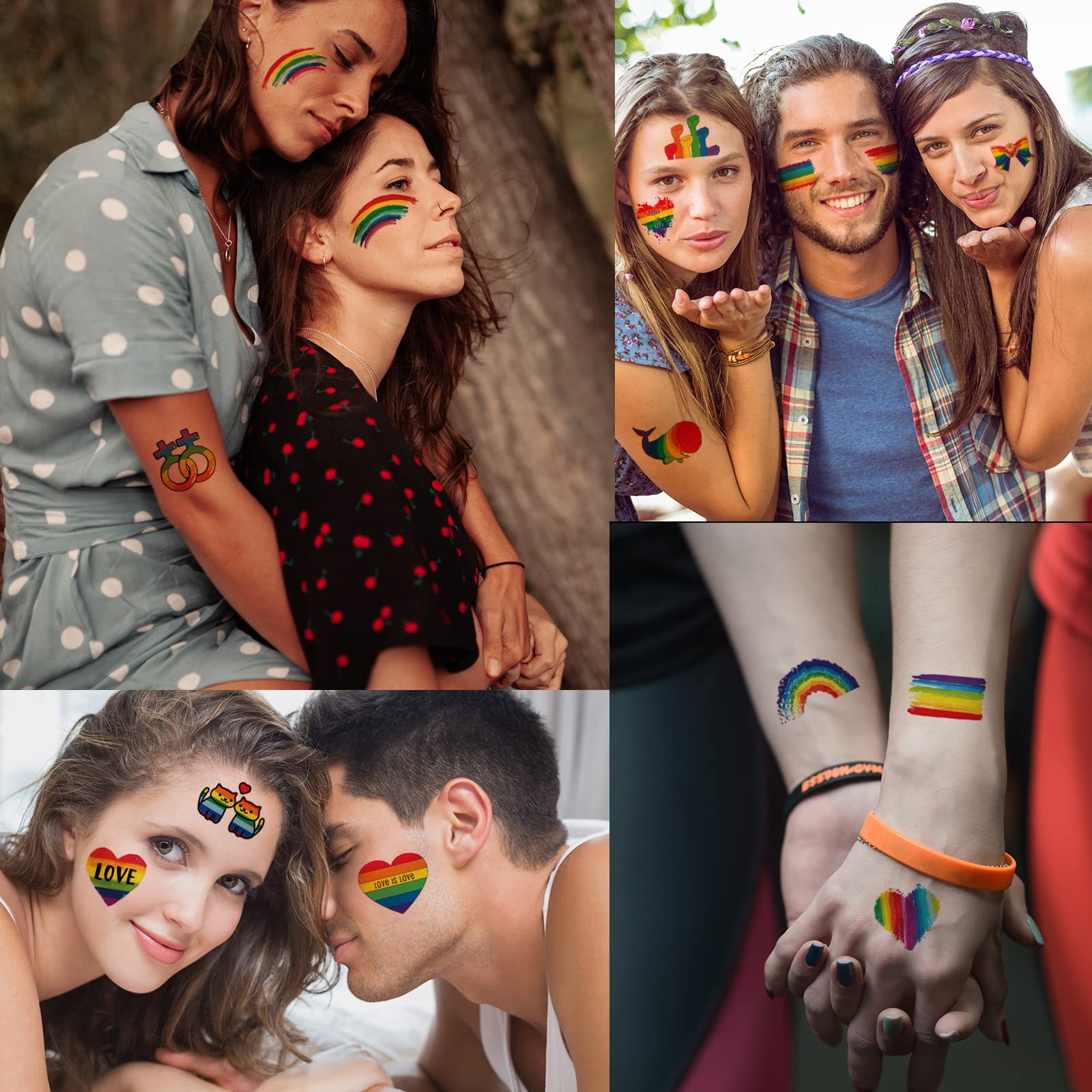 Zomme 144 Pcs Pride Tattoos, LGBT Rainbow Temporary Tattoos, Pride Temporary Tattoos, Waterproof Rainbow Flag Tattoo Stickers for Pride Equality Parades