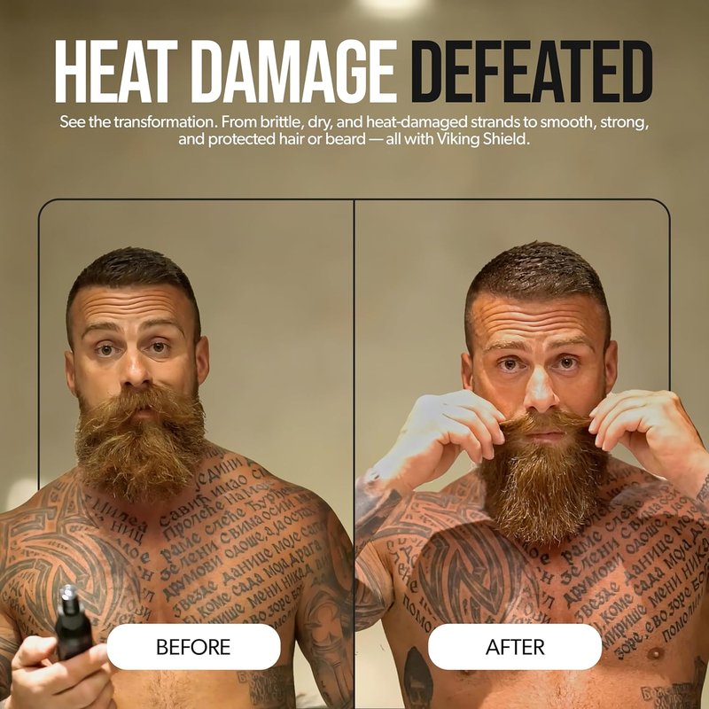 Viking Shield Beard Spray - Heat Protectant for Men | Argan Oil Thermal Protector Up to 450º F - 4 Fl Oz