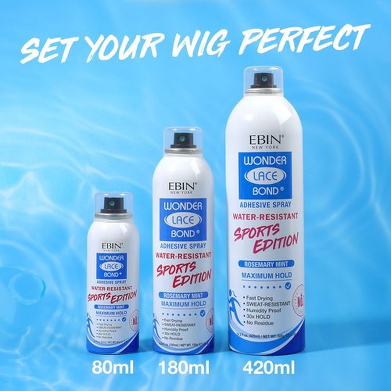 EBIN NEW YORK Wonder Lace Bond Adhesive Spray 6.08 Fl Oz Sports Edition – Strong Hold – Water-Resistant Wig Glue Spray for Front Lace Wig Application – Designed for Active Lifestyles and Daily Wear
