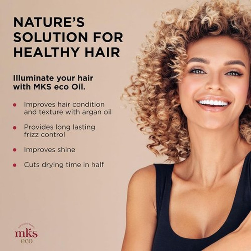 MKS Eco Oil - Hair Styling Elixir with Moroccan Argan & Hemp Seed Oil - Nourish, Control Frizz, Vegan