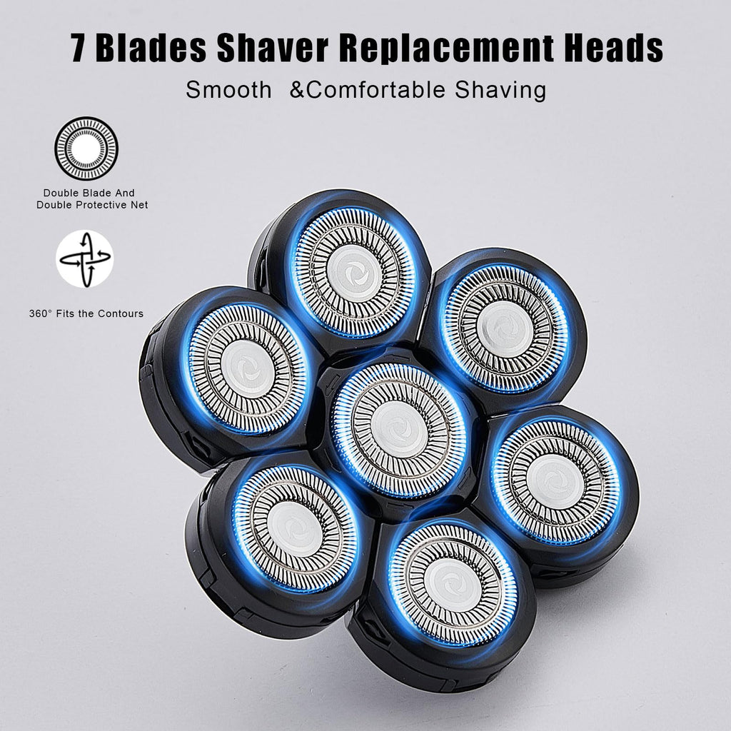 7 Blades Head Shaver Replacement Heads, 3 Count