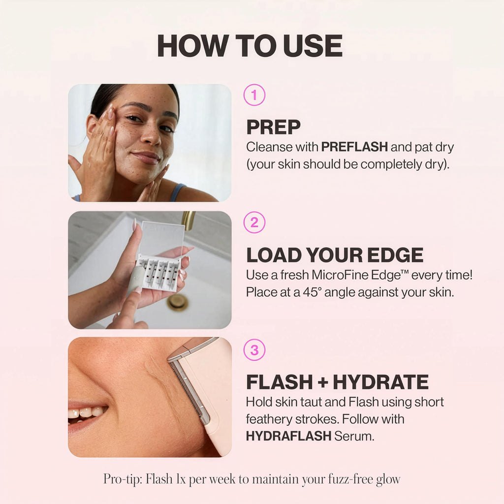 DERMAFLASH LUXE+ Sonic Dermaplaning Tool for Face Peach Fuzz Removal, Anti-Aging and Exfoliation