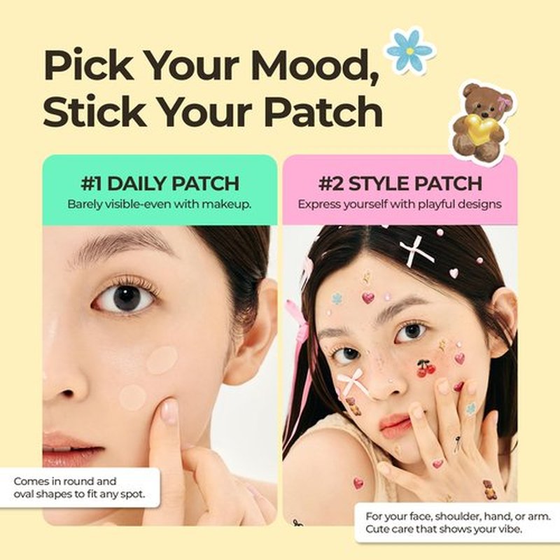 SINSURU BHA Iconic Spot Patch with Mirror Case - Hydrocolloid Patches with 5,000ppm Salicylic Acid - Day & Night Zit Patch for Targeted Sebum Care & Stylish Wear