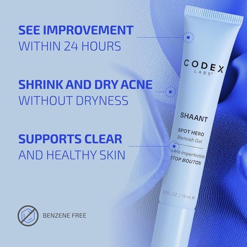 Codex Labs Shaant Spot Hero - 5% Sulfur Acne Treatment for Sensitive Skin | Shrinks Breakouts | 0.5 oz