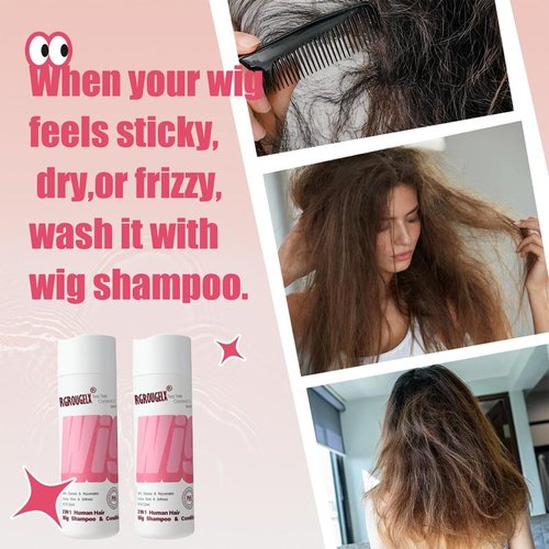 2 in 1 Wig Shampoo & Conditioner for Human Hair - Tea Tree & Coconut Oil, PH Balanced, Anti-Frizz - Moisturizing Formula for Remy/Lace Front Wigs - Restores Shin 250ml (PH5 For Human Hair )