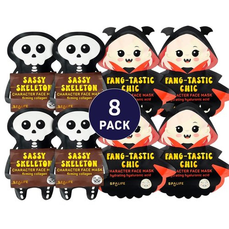 SpaLife Beauty Halloween Face Mask Hauntingly Chic Bundle | Korean Facial Masks | Firming and Detoxifying Face Mask Set | Halloween Gifts for Women | Facial Sheet Masks | 8 Pack