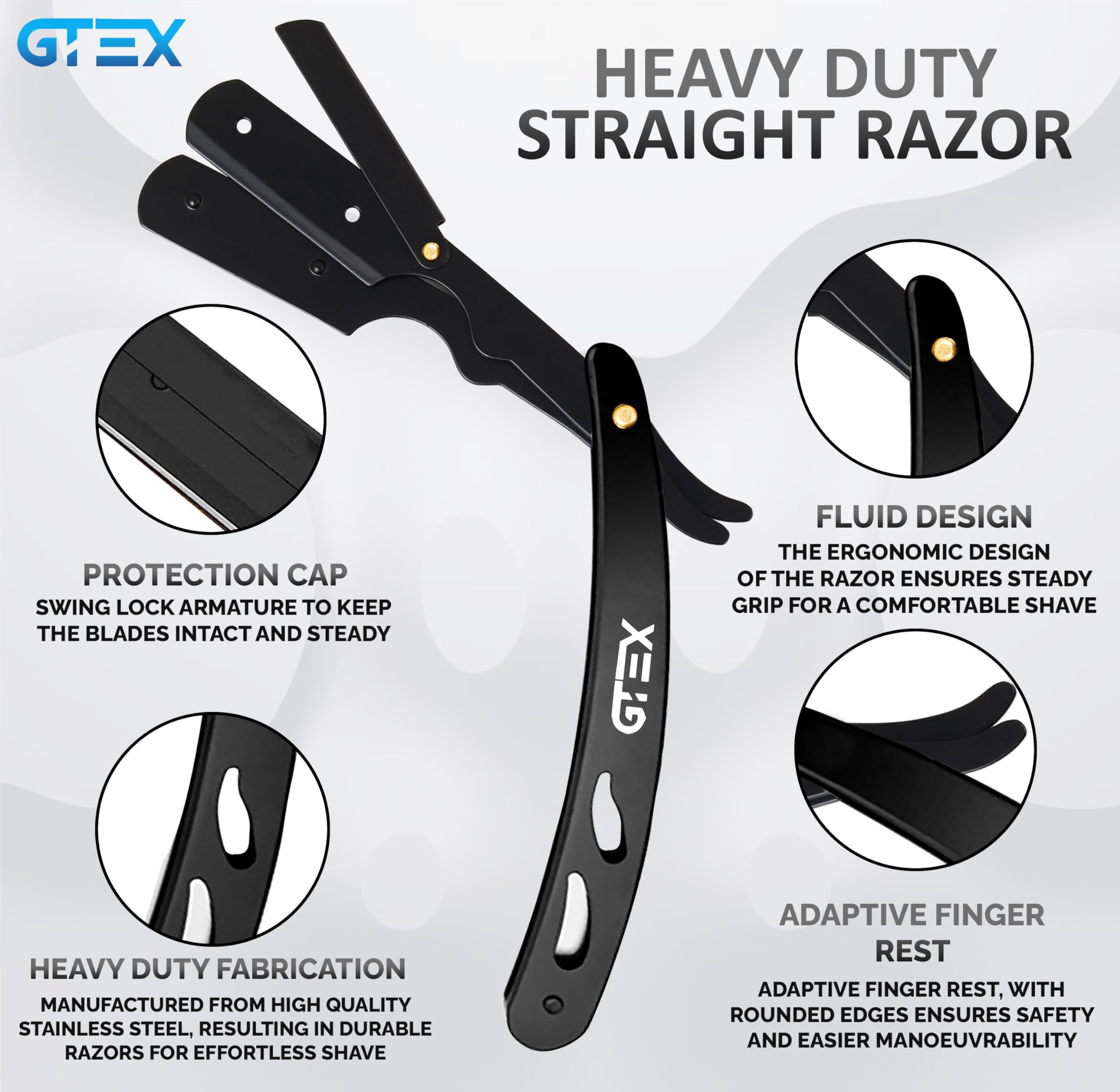 2 Straight Razor For Men (Yellow Black), 100 GTEX Premium Blades (Japanese Steel) - 2Pack Straight Edge With 100 Platinum Blades - Navajas Para Barbero - Barber For Men, Beard