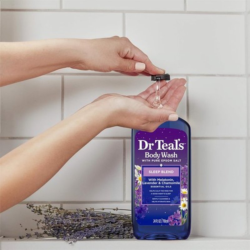 Dr Teal's Sleep Blend Body Wash - Relaxing Epsom Salt & Melatonin Formula, 24 Fl Oz (Pack of 2)