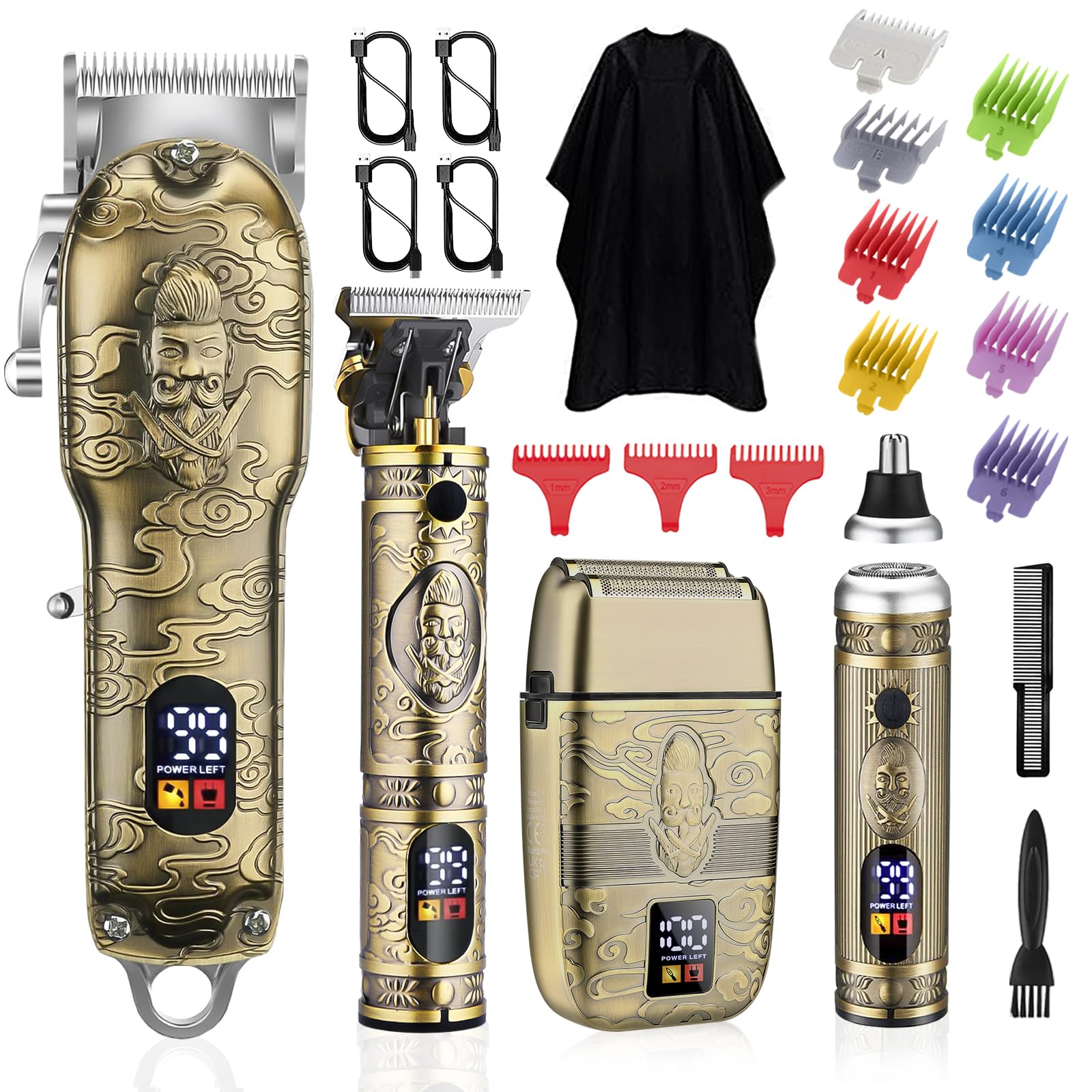 Nose Hair Beard Trimmer for Men, Cordless Professional Hair Clippers and Trimmers Set, Men's Shavers Foil Electric Razors Haircut Grooming Kit, Rechargeable Barber Clippers Set with LCD Display