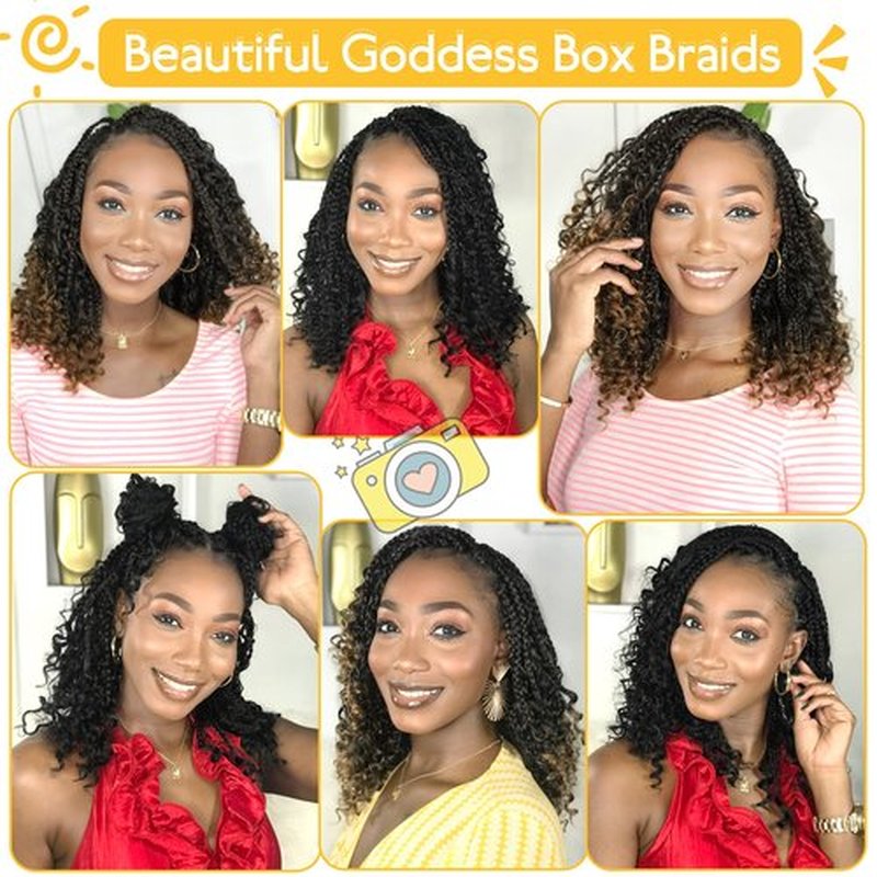 Fulcrum Goddess Box Braids Crochet Hair 10 Inch,9 Packs Boho Box Braid Crochet Hair for Women, Pre-looped Bohemian 3X Crochet Braiding Hair with Curly Ends(10Inch, 4#)