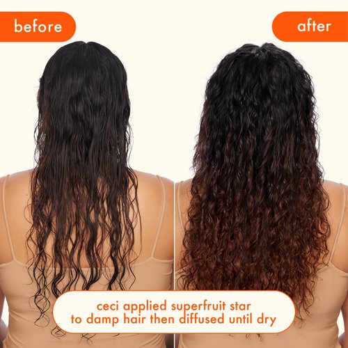 amika superfruit star lightweight hair styling + heat defense oil, 1.7oz | heat protection, strengthen + reduce breakage, smooth frizz, add glossy shine